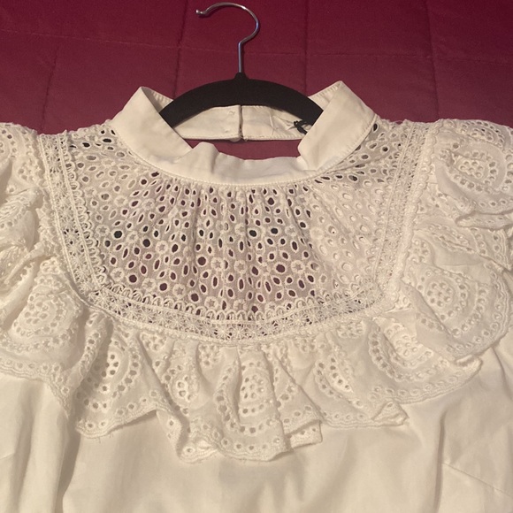 NWT GLAMOROUS 100% cotton UNIQUE white blouse size 8 - Picture 6 of 11